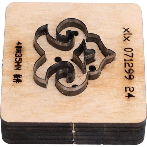 Matrice de découpe pour cuir avec base en bois, poinçon en acier allié pour le travail du cuir, du tissu et du papier, 40 x 35 mm (1/5)