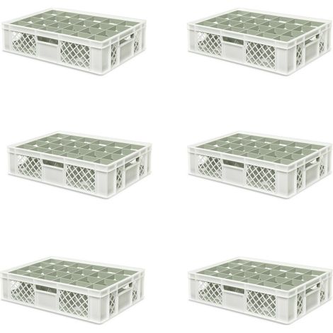 BRB 6x boîte en verre 600x400 mm, 24 verres jusqu’à 122 mm de hauteur/diamètre 87 mm, blancs