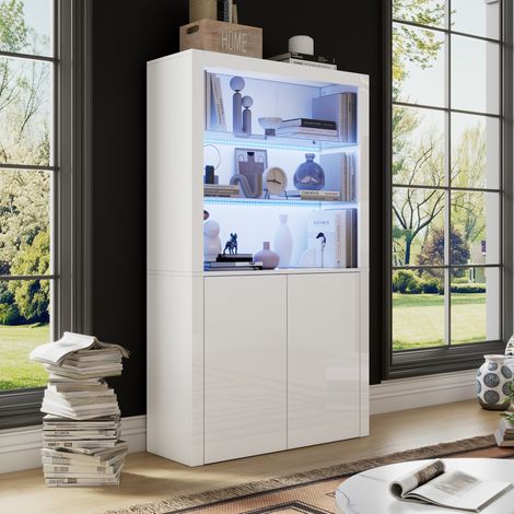 Vetrina soggiorno con LED e ante MDF 100x35x170 OKMYHOME (1/5)