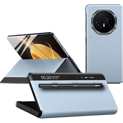 Étui pour For Honor Magic V3 5G avec fenêtre de visualisation, en cuir PU et stylet - Bleu (1/5)