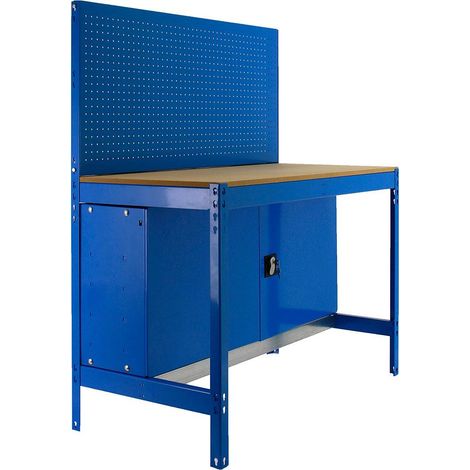 Simonrack Banco da lavoro professionale blu e legno robusto