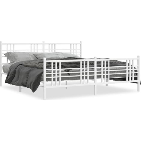 Maison Exclusive - Cadre de lit métal sans matelas et pied de lit blanc 200x200 cm (1/5)