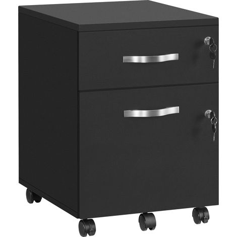Caisson Bureau, Petit Meuble de Rangement Mobile, 2 Tiroirs (1/5)