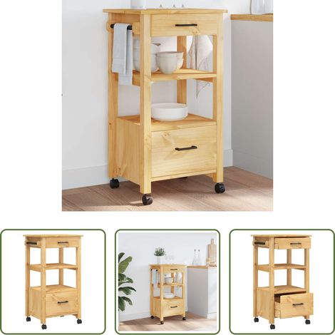 Rangement cuisine - Chariot de cuisine MONZA 48x40x88,5 cm bois massif de pin (1/5)