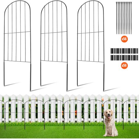 VEVOR Recinzione da Giardino in Metallo 61x33 cm da 28 Barriera per Animali Domestici Senza Scavo 5,08 cm Spaziatura dei Picchi, Recinzione Decorativa in Metallo 28 Pezzi per Giardino Cortile Aiuola (1/5)