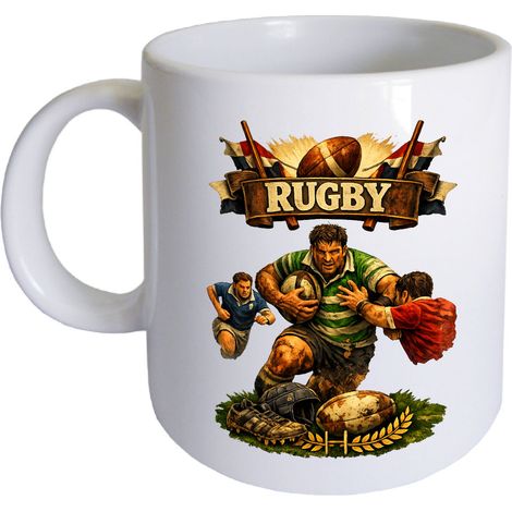 Mug en céramique blanche rugby logo (1/2)