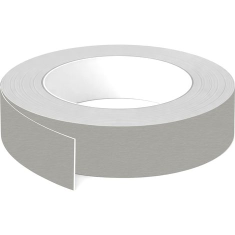 1x Bande de chant ABS sans colle 43 mm x 5 m épaisseur 0,8 mm facile à appliquer bricolage étagère meuble panneau plan de travail bois stratifié, Gris argent brossé (1/3)