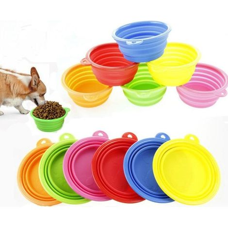 TrAdE Shop Traesio - Set 2 Pezzi Ciotole Pieghevole In Silicone Da Viaggio Scodella Per Cani Gatti Animali -