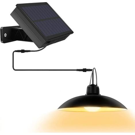 Lampes solaires d'extérieur et d'intérieur, plafonniers solaires télécommandés, étanches IP65 (noir) (1/5)