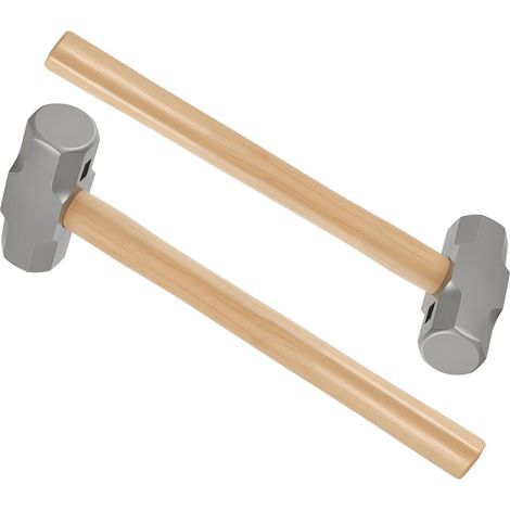 Lot de 2 marteaux de 2000 g avec manche en bois, 38 cm de long, 2 kg, marteau de démolition, pour travaux de démolition, coups de poteau, rupture de béton (1/5)
