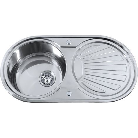 Edesa Lavello sopra piano Modello K2 SE 84 1C1E REVERSIBILE Lavello da incasso 1 secchio rotondo Lavello da cucina con Ecurrier Con foro per rubinetto Larghezza 45 cm (1/4)