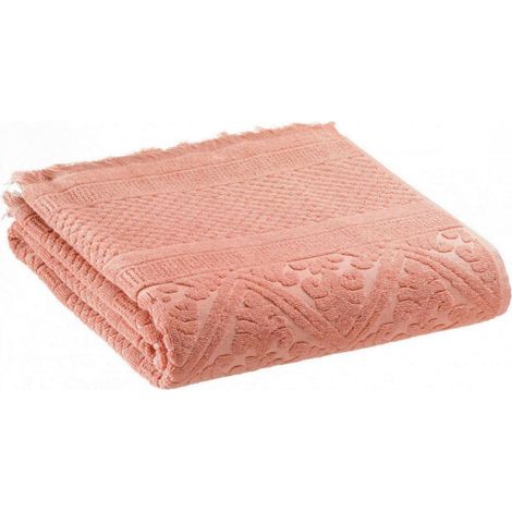 VIVARAISE - Drap de bain uni Vivaraise - Zoé en coton 100% (couleur argile, 100 x 180 cm)