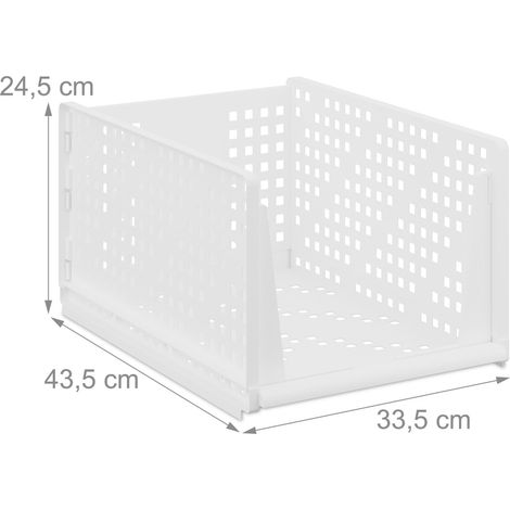 Lote de 3 cajas de almacenamiento apilables prácticas para ropa baño 13 x 33,5 x 43,5 cm de plástico blanco 130016312