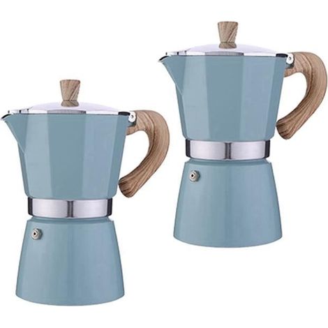 (Seeblau) 2er-Set 300ml Espressokanne für den Herd, Espressokanne, Espresso, Seeblau (1/4)