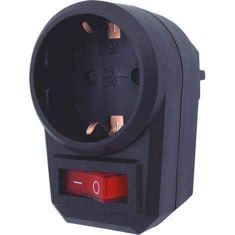 Ladro semplice a 1 uscita (massimo 3680 W) con interruttore in polipropilene nero