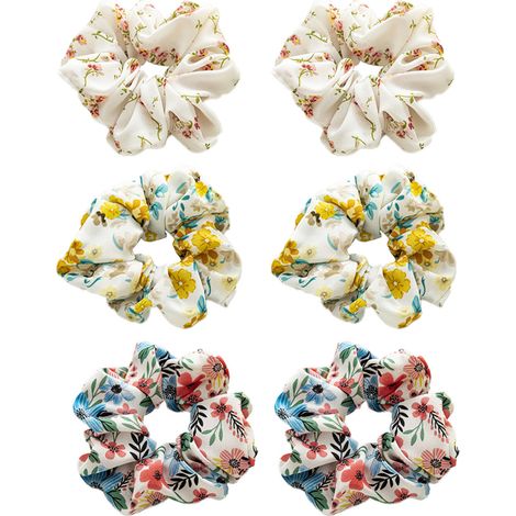 Hair Scrunchies - Elastic Ponytail Holder For Women And Girls - Soft Stretchy Fabric - Assorted Colors - Pack Of 6 (1/5)