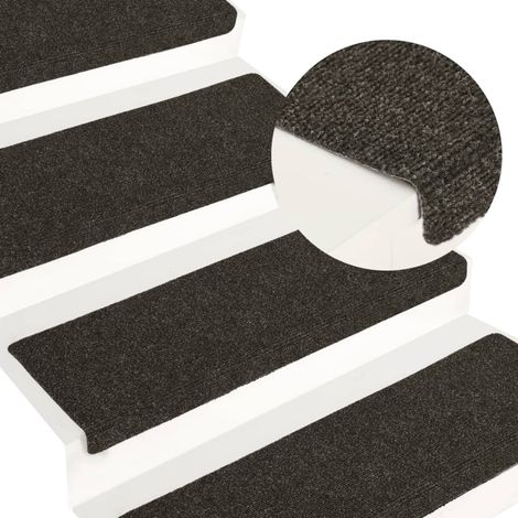 Tapis d'escalier 15 pcs,Marchettes d'escalier,Protections d'escalier Tissu aiguilleté 65x21x4 cm Gris DVNEI443809 (1/5)