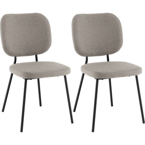 Set of 2 Dining Chairs Padded Kitchen Linen chair Armless Side Chair Curved Back