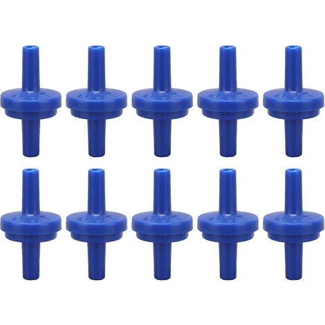 Lot de 10 clapets anti-retour, vannes d'arrêt unidirectionnelles en polypropylène (PP) pour tuyaux d'arrosage, raccord à membrane pour admission d'air, 4 mm, bleus