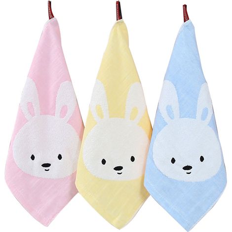 Serviette Enfant - 3 Pièces 100 % Coton Doux Absorbant Pour Visage Mains Corps - Idéal Nouveau-Né Bébé - Lot De Bain Et Soins Quotidiens (1/5)