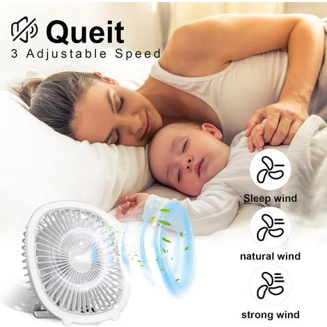 Set of portable, quiet, three-speed fans with stepless intensity control, ideal for camping, office, and home. - AquaForge (1/5)