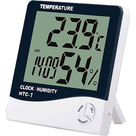 Thermomètre numérique hygromètre température intérieure moniteur LCD jauge d'humidité grande station météo réveil avec temps de rap (1/5)