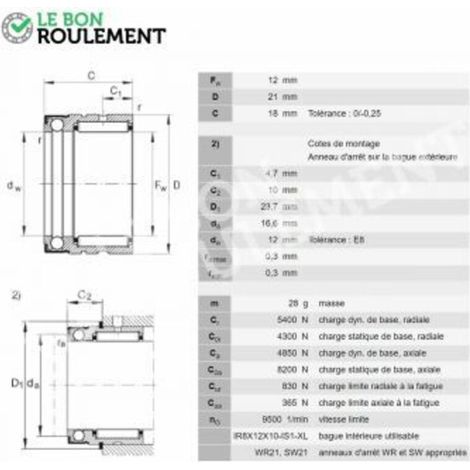 Roulement à aiguilles NX12-Z-