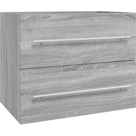 Armoire de lavabo design moderne rangement spacieux 60 x 38 x 48 cm en bois d'ingénierie gris (1/5)