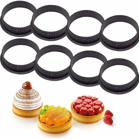 Moule de cuisson en silicone forme ronde mousse cercle anneau pâtisserie et outils de cuisson pour faire mousse tarte quiche forme de cercle (1/5)