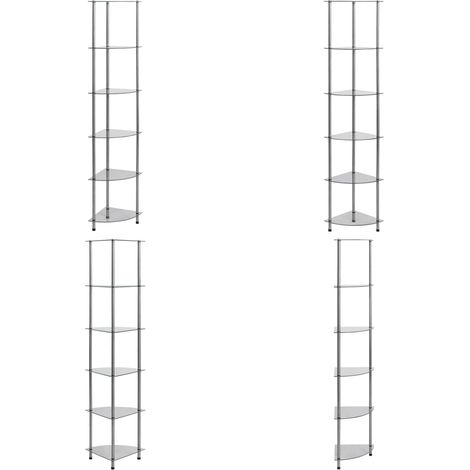 Regal mit 6 Ablagen Transparent 30x30x160 cm Hartglas - Glastürchen - Bücherregale - Aufbewahrungshelfe - Wohnzimmermöbel - Esstisch - Home & Living (1/5)