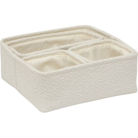 Lot de 4 paniers de rangement en polyester Blanc 15x15x10 cm (1/2)