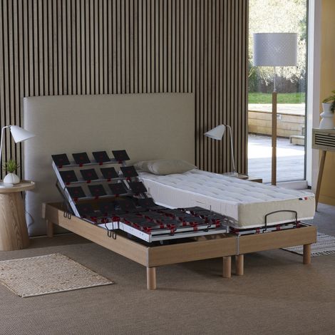 Ensemble literie électrique relaxation à plots + Matelas 100% latex 90 x 190