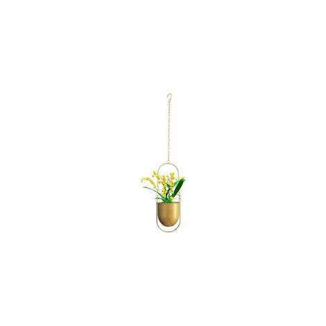 Hängender Metallblumentopf, geeignet für den Innen- und Außenbereich, ohne Pflanzen (Gold) - Crezuo