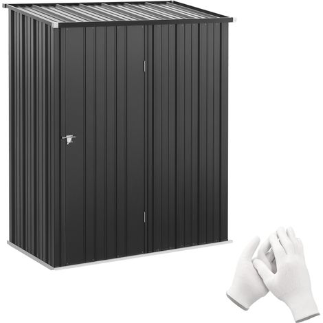 Abri de jardin porte Ustensili en Lamiera Acciaio con Serratura, 161,5x94,5x196cm, noir