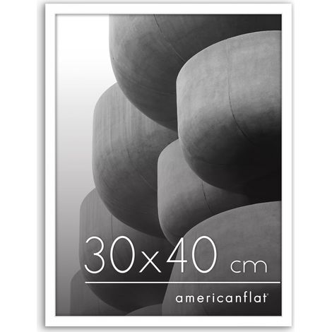Cadre Photo 30x40 cm Blanc - Cadre 40x30 cm avec Bordure Fine, Plexi Poli, Matériel de Suspension Intégré pour Mur (1/5)