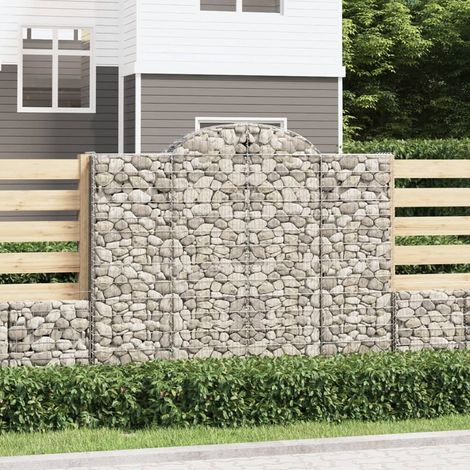 Gabionen mit Hochbogen 3 Stk. 200x50x160/180cm Verzinktes Eisen