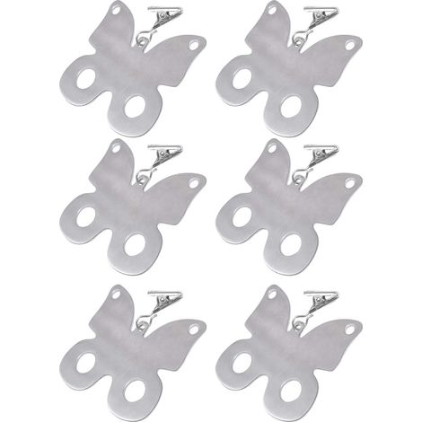 Clip appesantite per tende da esterno, impermeabili, in acciaio inossidabile resistente, confezione da 6 - ideali per buffet, feste e cene festive (a farfalla) (1/5)