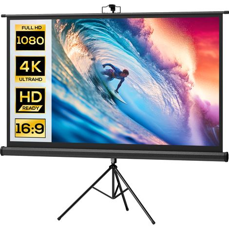 Écran de projecteur pliable de 84" Format 16:9 avec trépied réglable, 200x8x118 cm, Noir (1/5)