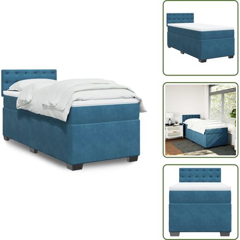 Boxspringbett mit Matratze Dunkelblau 80x200 cm Samt - Samtbett - Boxspringbett - Doppelbett - Liegekomfort - Bettsystem (1/5)