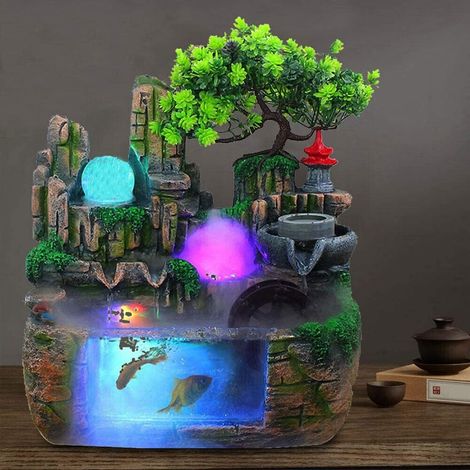 Senderpick – Fontaine d'intérieur LED avec brouillard – Décoration de bureau et salon – Effet d'atomisation relaxant – Dimensions 30x20x30 cm (1/5)