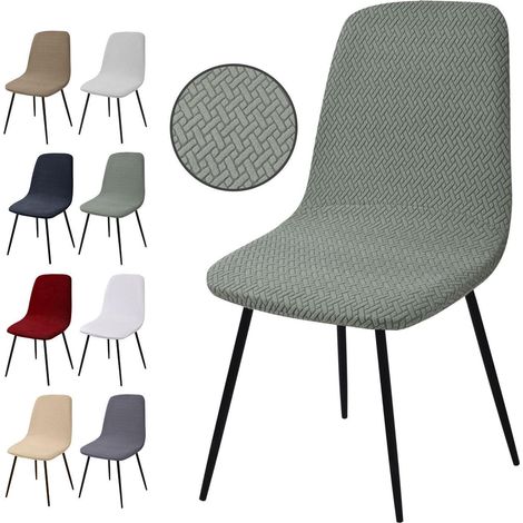 Housses de chaise extensibles Jacquard lot de 6, déhoussables et lavables, vert clair (1/5)