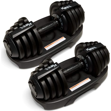 KM-Fit Manubri Regolabili Set da 2 (1,5–12,5 kg), 11 Livelli e Dischi in Ghisa per Palestra a Casa (1/5)