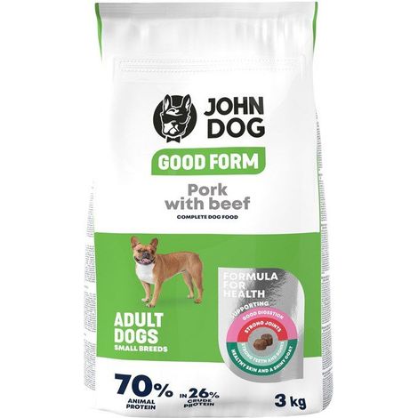 John Dog GOOD FORM MAŁE RASY wieprzowina z wołowiną Karma sucha dla psa 3kg