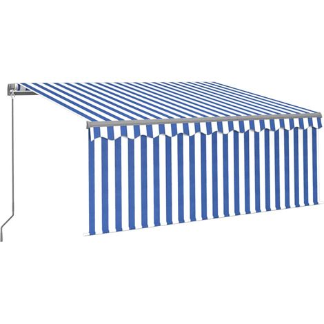 Maison Exclusive - Tenda Sole Retrattile Manuale con Parasole 3,5x2,5 m Blu Bianco
