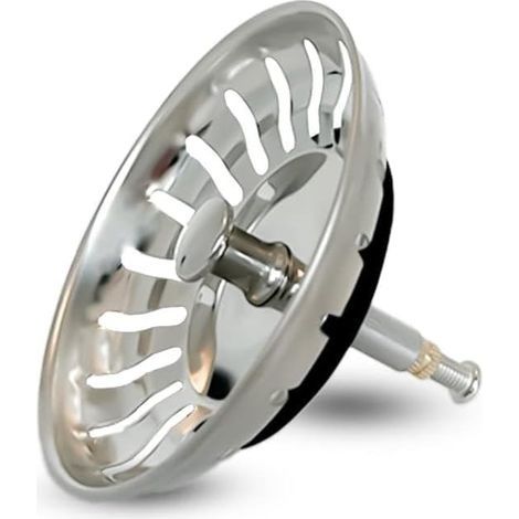 Bouchon Évier Cuisine Filtre avec Goupille Réglable - Universel Cuisine Bouchon Évier, Fonctionnement du Bouton Excentrique Panier Crépine, Inoxydable, Compatible Lave-Vaisselle (80 mm)