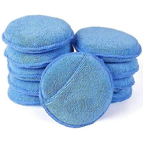 Tampons applicateurs de cire en microfibre ultra-doux avec poche pour les doigts, applicateur de cire en mousse pour voitures (bleu, 12,7 cm de diamètre, paquet de 10) (1/5)