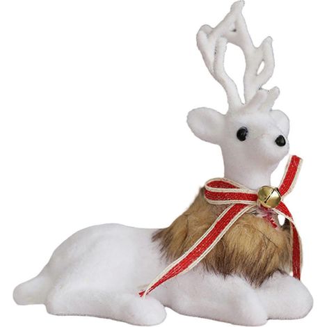 Weiße Weihnachts-Rentierfigur, realistische Weihnachts-Rentier-Dekoration, perfekt für die Weihnachtsdekoration (1/5)