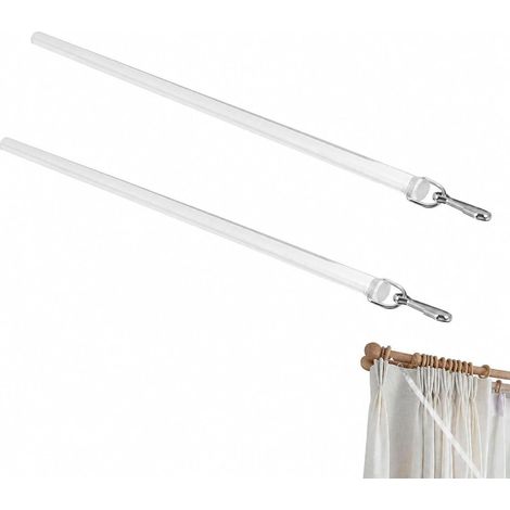 Lot De 2 Tringles À Rideaux Transparentes Baguette De Traction De Rideau 13.39 in Prise Confortable pour Ouvrir Et Fermer Rideaux Stores Et Voilages (1/5)