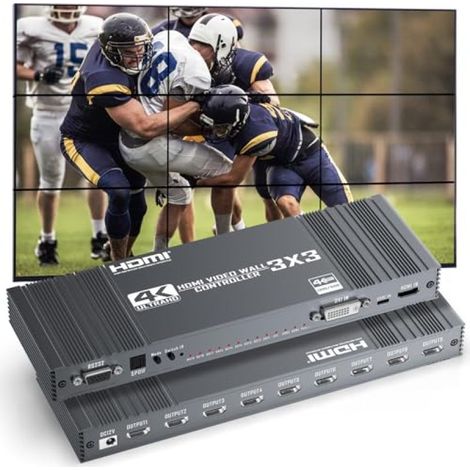 Beyamis Contrôleur mur images 4K – 3x3, 9 écrans, 17 modes, HDMI/DVI/RS232 (1/5)