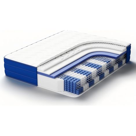 HOMAVO-Matelas ressorts ensachés,7 zones,80x200cm-22cm d'épaisseur,mousse de confort-Certifié Oeko-Tex,Fermeté modérée-Respirant et anti-acariens